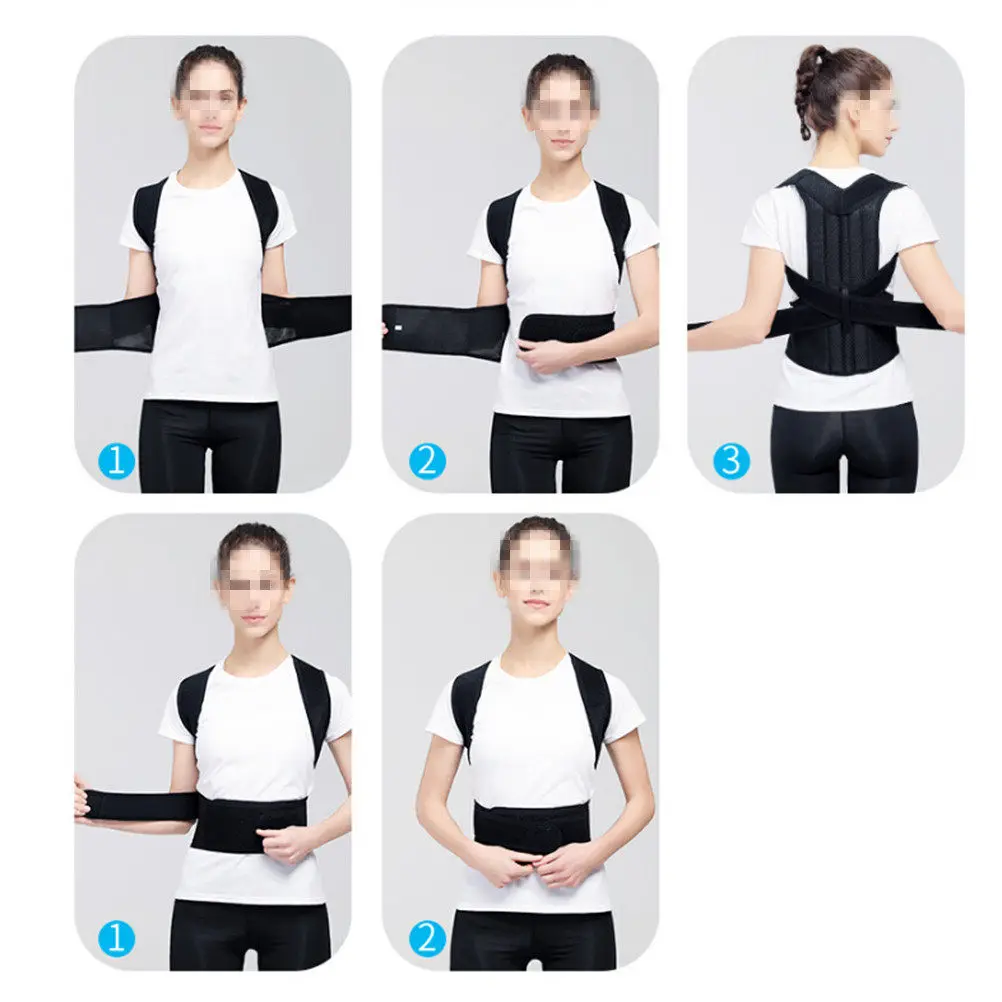

Adjustable Back Posture Corrector Xxl Black for Men and Women Lumbar Support Belt Breathable Back Brace for Pain Relief and