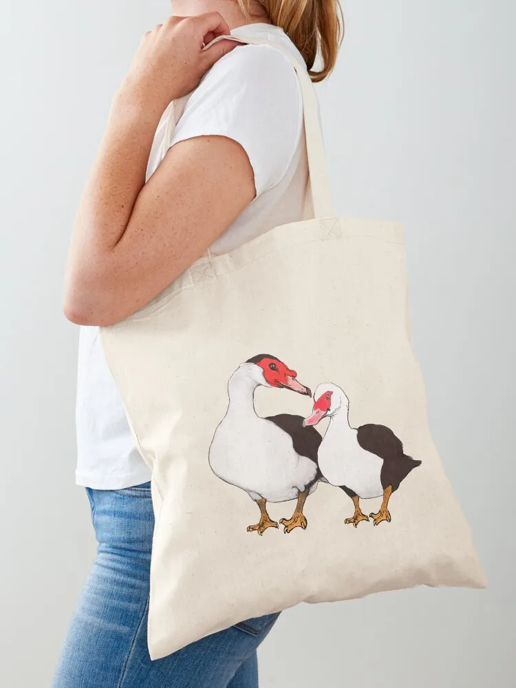 A pair of Muscovy Ducks Tote Bag female bag cute tote bag shopping Handbags women