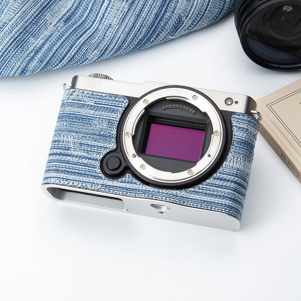 

S9 Half-Wrap Case Box Cover S 9 Denim Half Case Protector for Panasonic Lumix S9 Case Handmade Camera Bag with Shoulder Strap