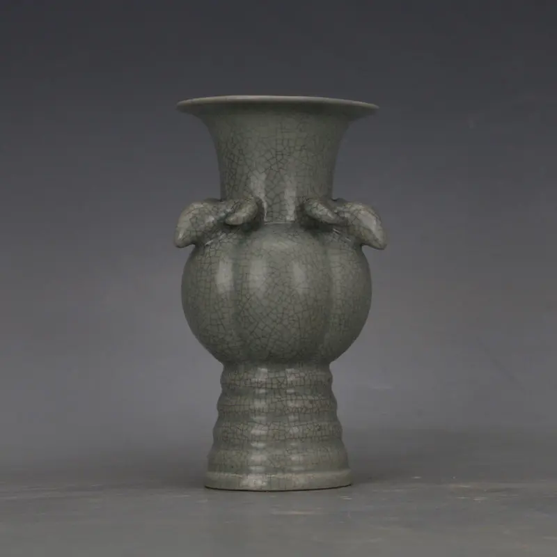 Song Dynasty Ru Ware Blue Glaze Carved Archaic Fret Pattern Loop Handle Teapot Vintage Porcelain Home Decor