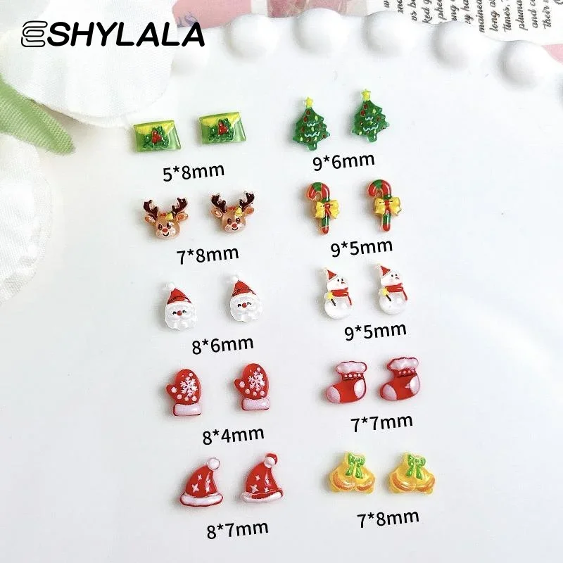 30 قطعة الكرتون الإبداعية ندفة الثلج قفازات الأيائل مسمار السحر شفافة سانتا كلوز عيد الميلاد سلسلة الراتنج DIY مسمار الفن الديكور #3