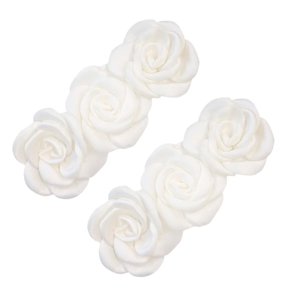 

2 Pcs Hairpin Barrettes Women Clips Temperament Fabric Camellia Miss Jewelry Styling Clamps