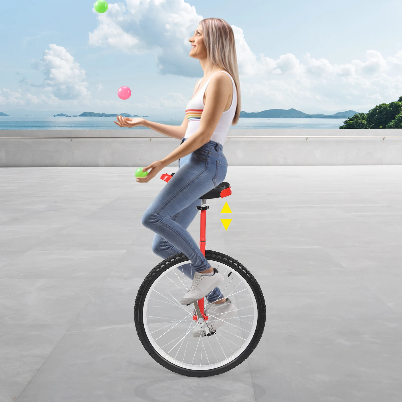 

24 Inch Unicycle Adjustable Height 36-40in, Non-slip Pedals 154lbs Load, Fitness Balance Training for Adults Kids Over 5.74ft