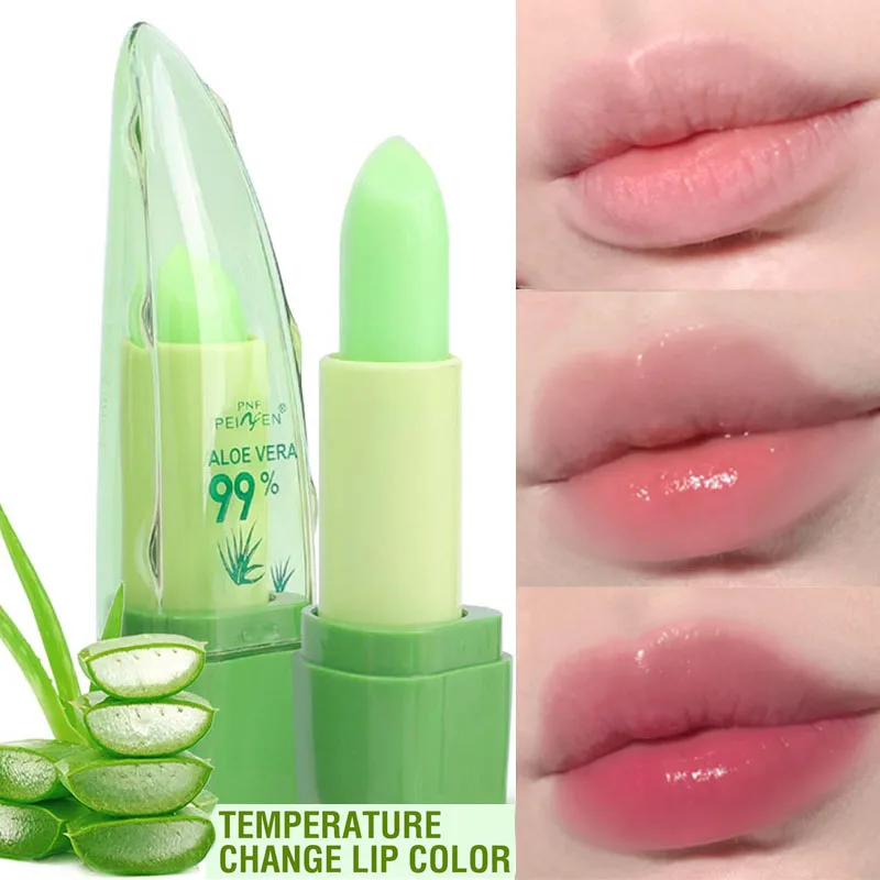 Lápiz labial de Aloe Vera que cambia de Color, resistente al agua, hidratante Natural, bálsamo labial nutritivo de larga duración, maquillaje de labios cosmético