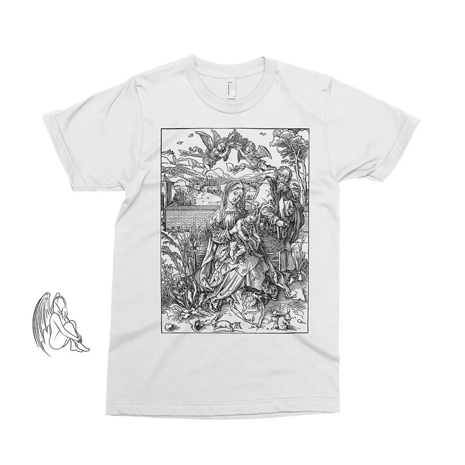 The Holy Family With Hares Albrecht Durer T shirt Dürer Artist Art Woodcut Engraving Gustave Dore Cute  vintage Washed Soft