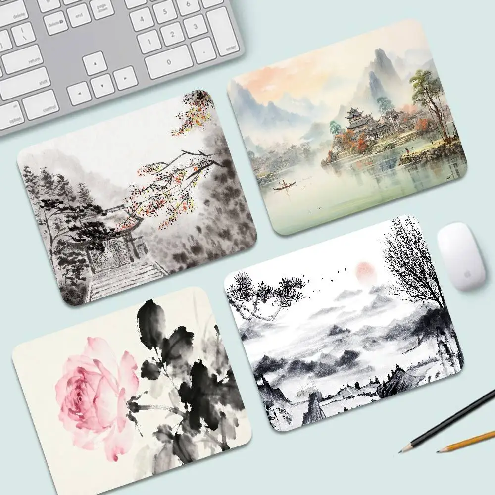 

Ancient style modern Chinese Zen ink landscape Game Small Mousepad Desk Mat Table Keyboard Pad Laptop Cushion Non-slip Deskpad