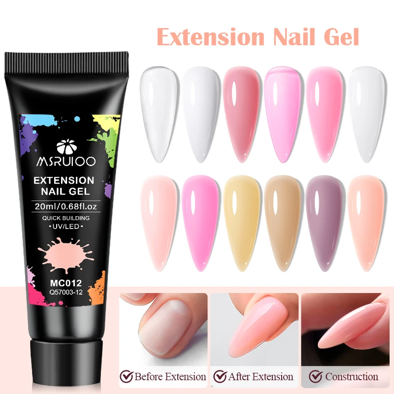

20ml MSRUIOO Extension Nail Gel Polish TPO Hema Free Milky White Nails Nail Extension Camouflage Quick Building Finger Varnish