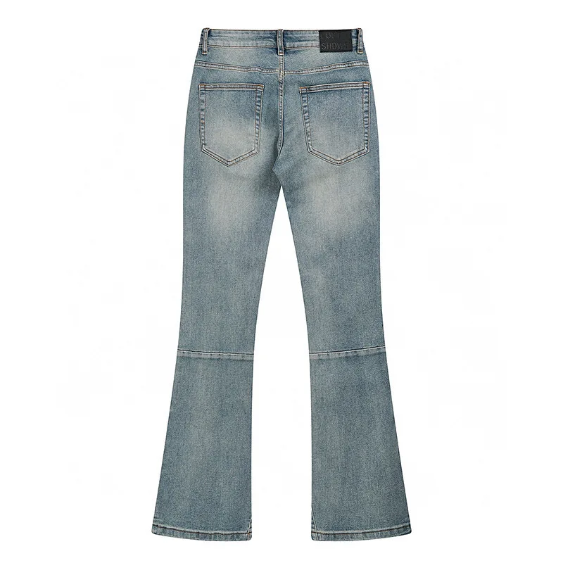 シンプルなヘビーデューティ刺繍高品質ヴィンテージウォッシュライトブルー LOSTSHDWS ジーンズハイストリートファッション男性女性