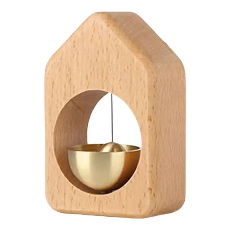 ABVC Decorative Wooden Wind Chimes Door Bell Wireless Entrance Bell Home Decoration Walnut Copper Design A