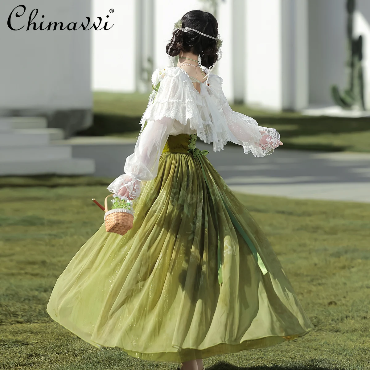 

Лолита, повседневная серия CLA, элегантный комплект платьев, осенняя одежда 2024, новая сказочная рубашка с длинными рукавами, юбка средней длины, женский комплект из двух предметов