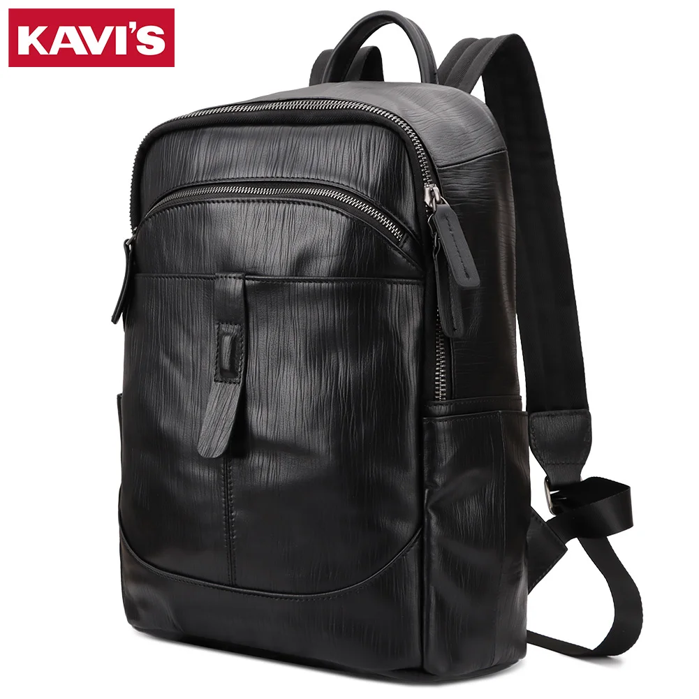 KAVIS 100%Genuine Business Cowhide  Backpack Leather Laptop Bags Advanced Sense Large Capacity Luxurious Travel Backpack