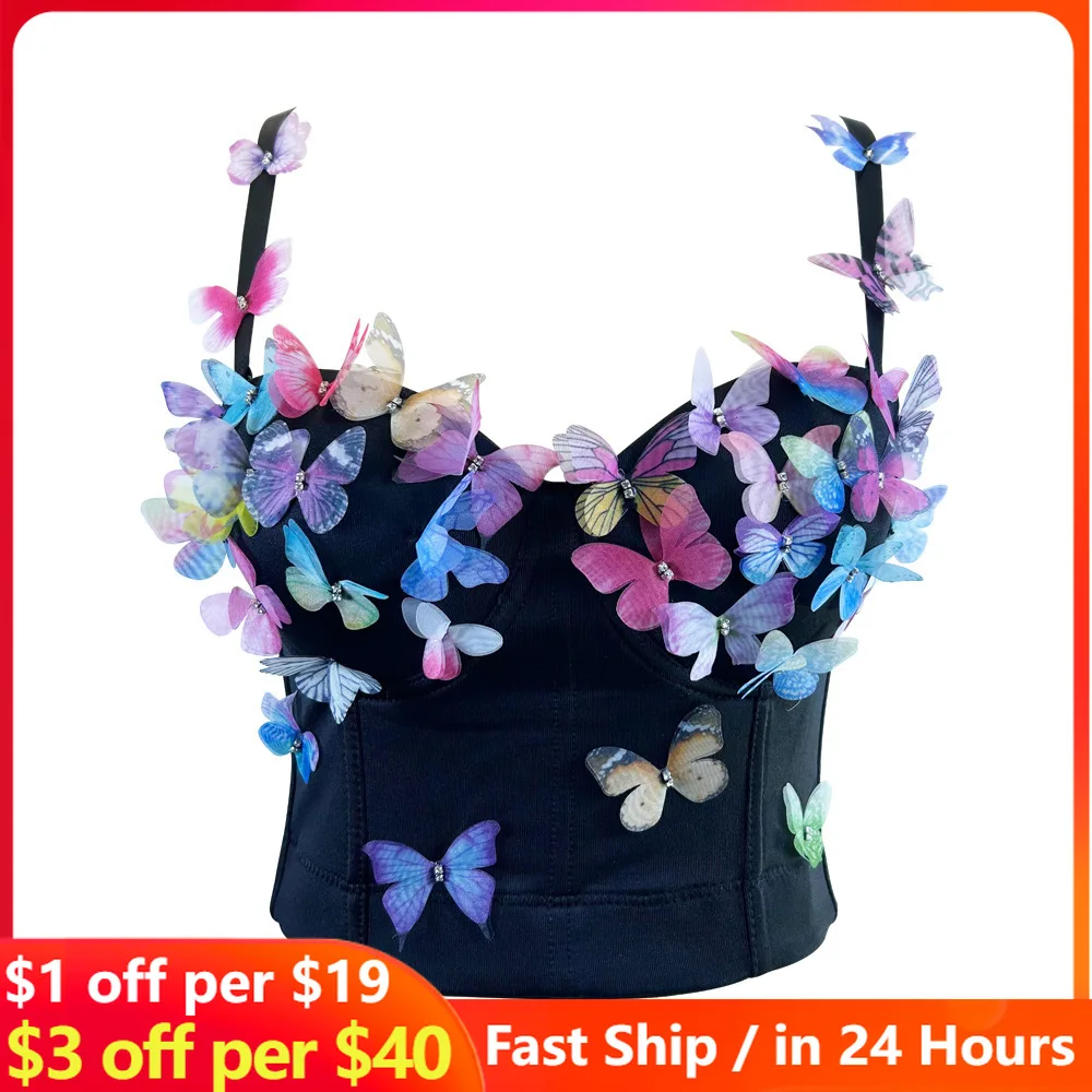 

Seaside Beach Fishbone Bra Sexy Backless Body Shaping Holiday Wear Hot Girl Sling Top Butterfly Valley Creative Bra Beauty ootd