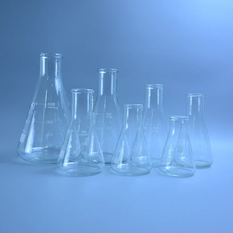 1 PC Conical Glass Flask High Borosilicate Glass Erlenmeyer flask triangular Bottle Lab or Kitchen tools 50ml~200ml e