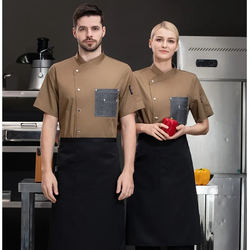 Camisa de Chef para hombres y mujeres, uniforme de panadería para Pizza, ropa de cocina, traje de cocina profesional, chaqueta de Chef de restaurante personalizada para hombre