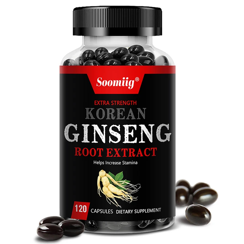 Natural Korean Ginseng Root Extract Capsules - Supports Muscle Mass, Energy, Natural Endurance and Mood, Non-GMO Vegetarian