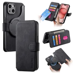 Removable Wallet Card Slot Flip Holder Magnetic Case for IPhone 16 15 14 13 12 11 Pro Max XS Plus XR 15Pro Magsafe Leather Cover