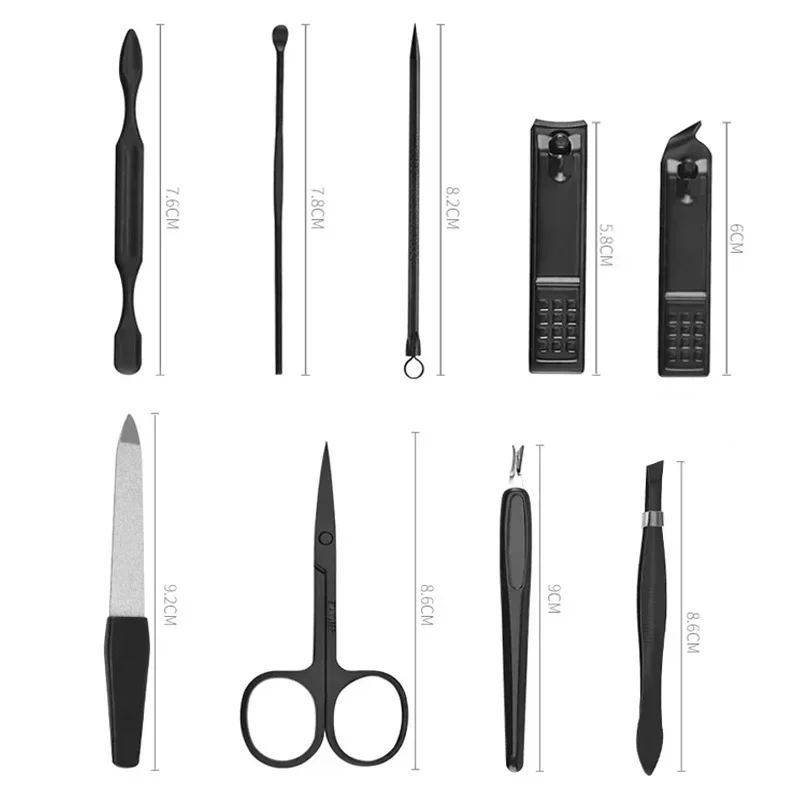 9Pcs Portable Nail Clippers Nail Tools Fitting Nail Shape Easy Trimming Stainless Steel Nails Scissors Set Trimming Tools Gift