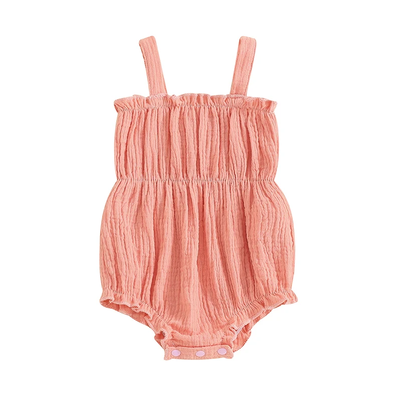 

Newborn Baby Girl Summer Sleeveless Bodysuit Ruffle Strap Romper Playsuit Jumpsuit Clothes 0-24M