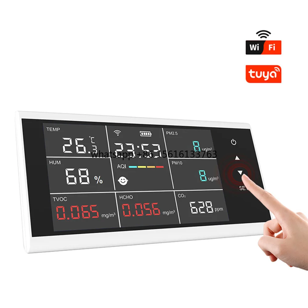 

Dienmern 2025 Tuya WIFI Touch Screen Multi-Function Air Quality CO2 PM2.5/10 Humidity Temperature Sensor