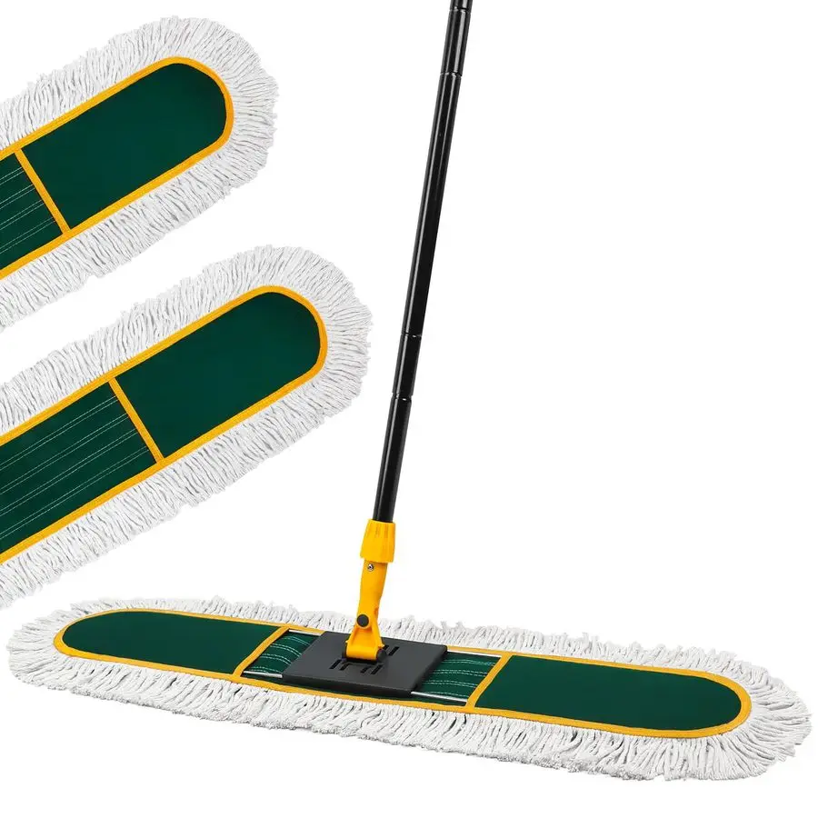 

Коммерческие швабры-дустеры, особо большие, для пола, с 2 сменными насадками, с длинной ручкой 60 см, сверхпрочные, промышленные, для влажной и сухой уборки, плоские