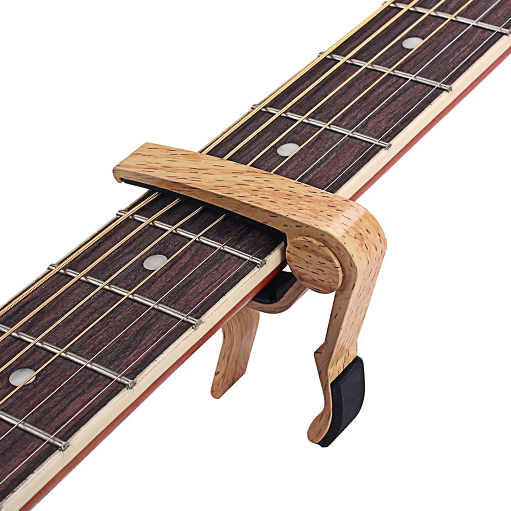 

Guitar Capo Wood Color Professional Alloy Clamp Fast Position Change Flat Trigger for Acoustic Electric Ukulele Banjo