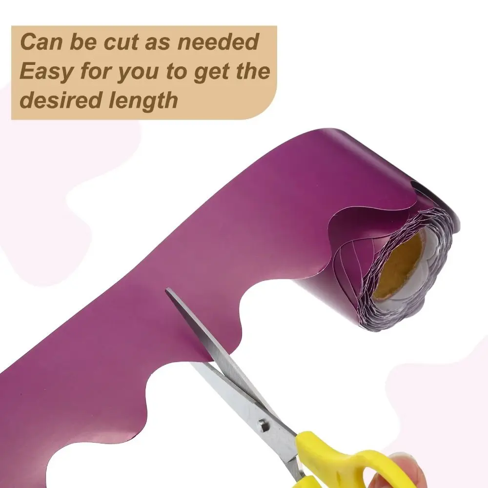 ملصقات حدود ملصق ملونة يمكنك صنعها بنفسك ملصقات تزيين ورقية بحافة متموجة مقاومة للماء #5