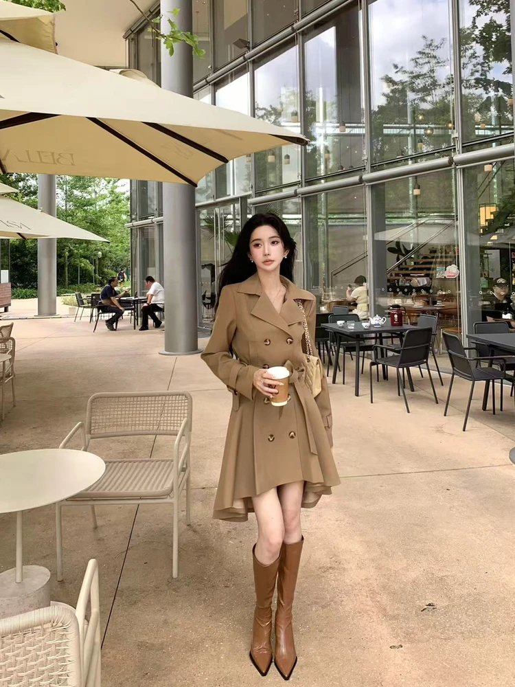 

Женское пальто средней длины Barb Chill, приталенное, двубортное, из быстросохнущего полиэфирного волокна, длинное, осеннее, новинка