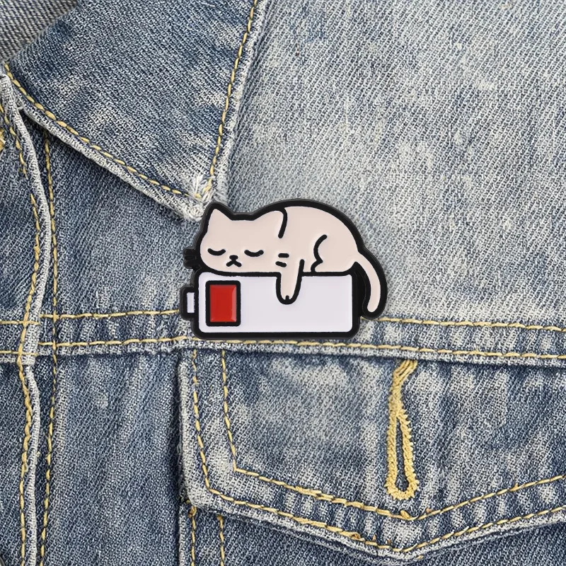 Lustige Batteriesammlung Emaille-Abzeichen Pinguin Katze Frosch Berg Cartoon-Pins Motivierende Zitate Broschen Reversnadel-Set Geschenk – Detail 5