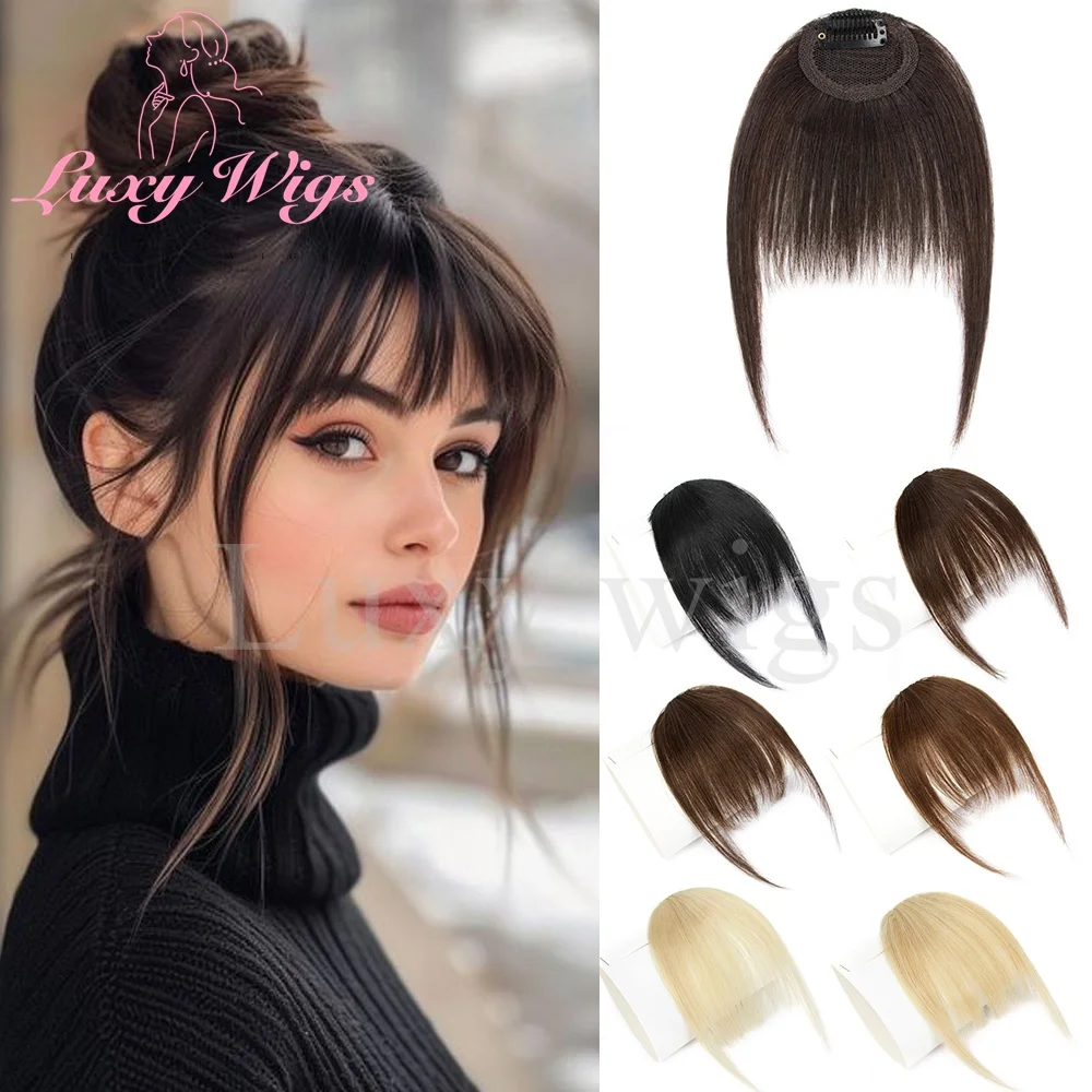 مشبك شعر بشري في الانفجارات هامش مع المعابد الانفجارات Wispy الانفجارات الفرنسية للنساء أسود بني أشقر رمادي الانفجارات الشعر الاستخدام اليومي