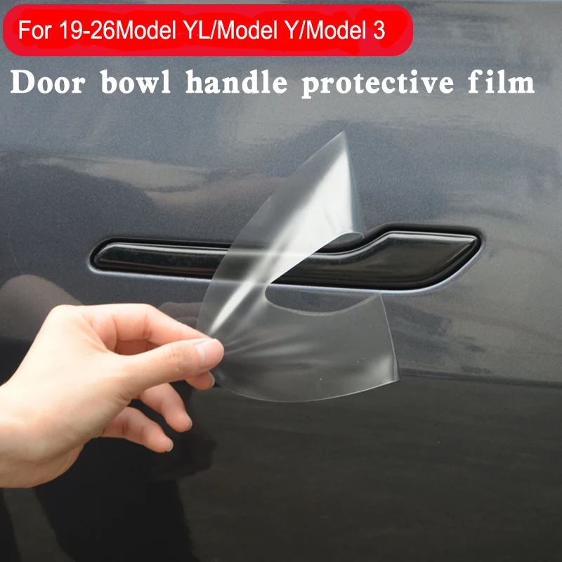 Suitable for 19-26 Tesla Model YL/ModelY/Model3 Door Handles TPU Protective Film Door Handles Door Bowl Film Accessories-4pcs