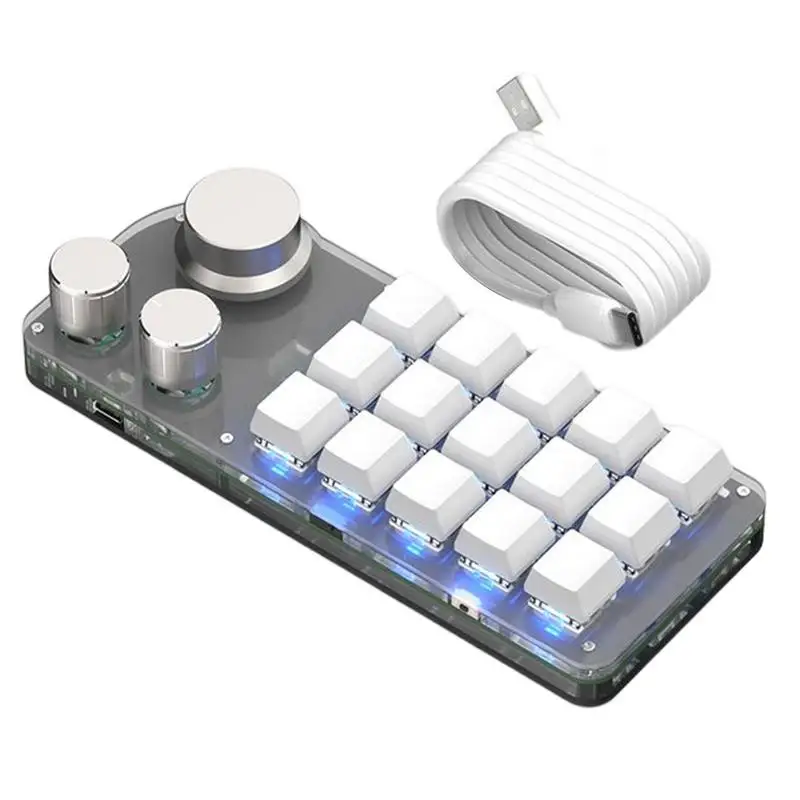 Macro Keypad 15 Keys One-Handed Custom Keyboard RGB Play Multifunctional Hot Swappable Mechanical Game Keypad With Knob