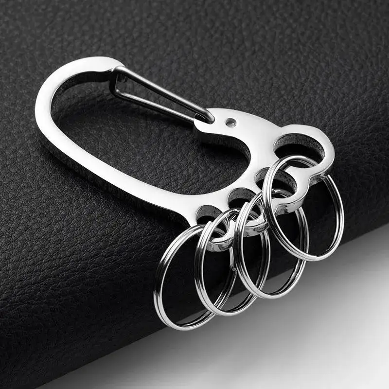Fußförmiger Karabiner-Schlüsselanhänger aus Edelstahl, rostfrei, mit mehreren Aufhängelöchern für den täglichen Gebrauch, Outdoor-Wanderungen und Reisen. – Detail 4