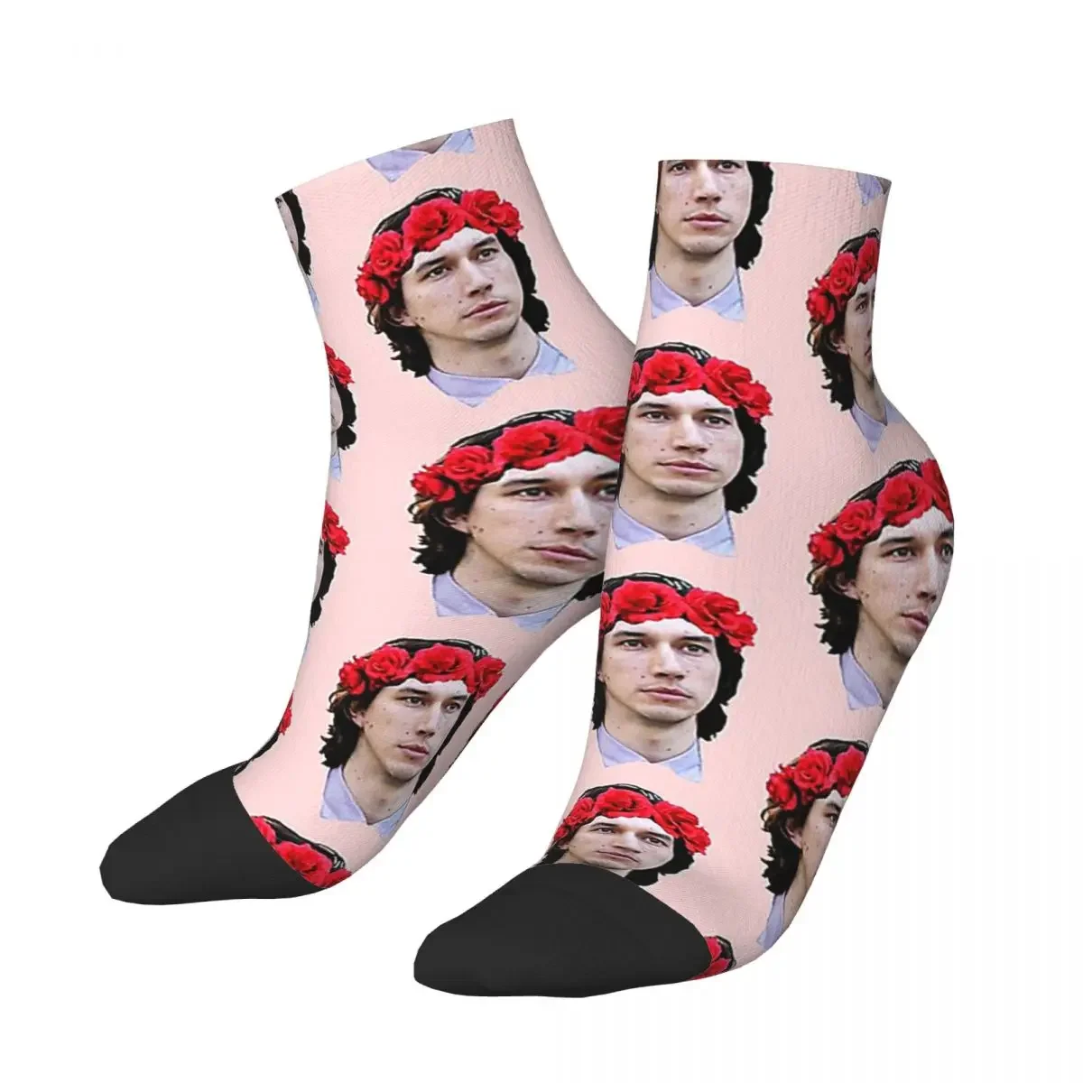 Adam Driver Flower Crown Socks Harajuku Super Soft Stockings All Season Socks Accessories for Unisex Christmas Gifts