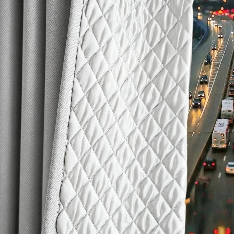 Modern Sound Insulation Blackout Curtains for Living Room Bedroom Dining Warm Shade Noise Reduction Gray Window Drapes Customize