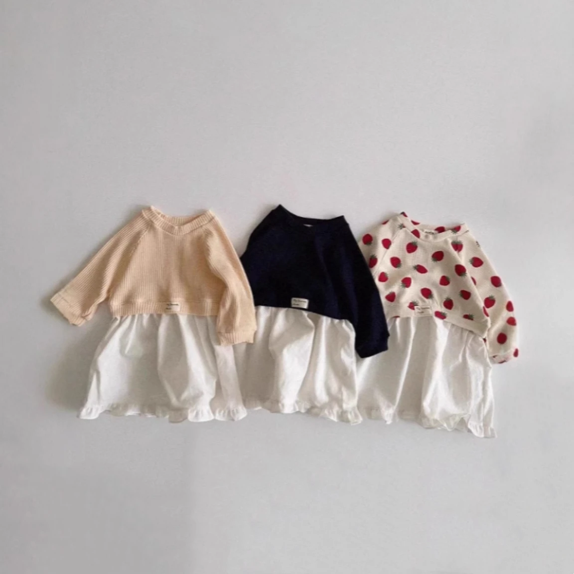 

2025 Autumn New Children Long Sleeve Splicing Dress Cotton Girls Sweet Ruffle Dress Baby Loose Casual Dress Kids Clothes