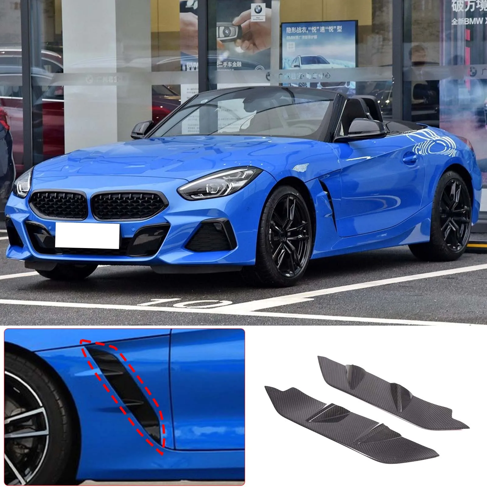 

Real Carbon Fiber Car Side Shark Gill Side Air Outlet Cover Trim Car Accessories For BMW Z4 G29 2017-2020