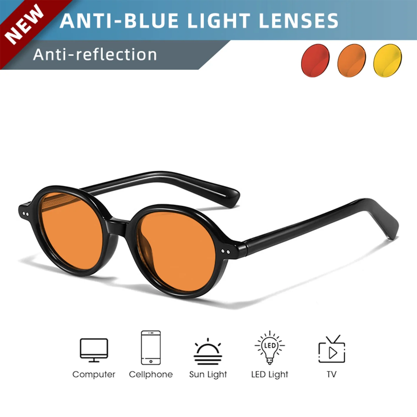 OKH Deep Sleep Glasses Red Yellow Lens Biohacking Glasses for Late‑Night Gaming Relieve Computer Eye Strain for Screen Users