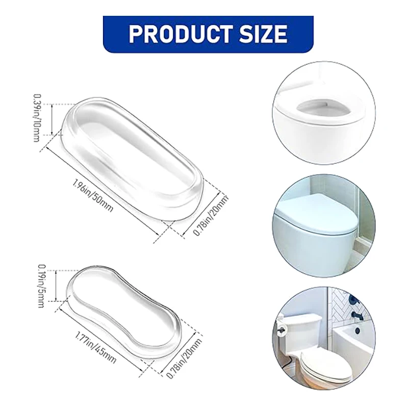 New Durable Silicone Toilet Seat Bumper Shockproof Toilet Seat Lid Pads Bathroom Replacement Parts Strong Adhesive Protective