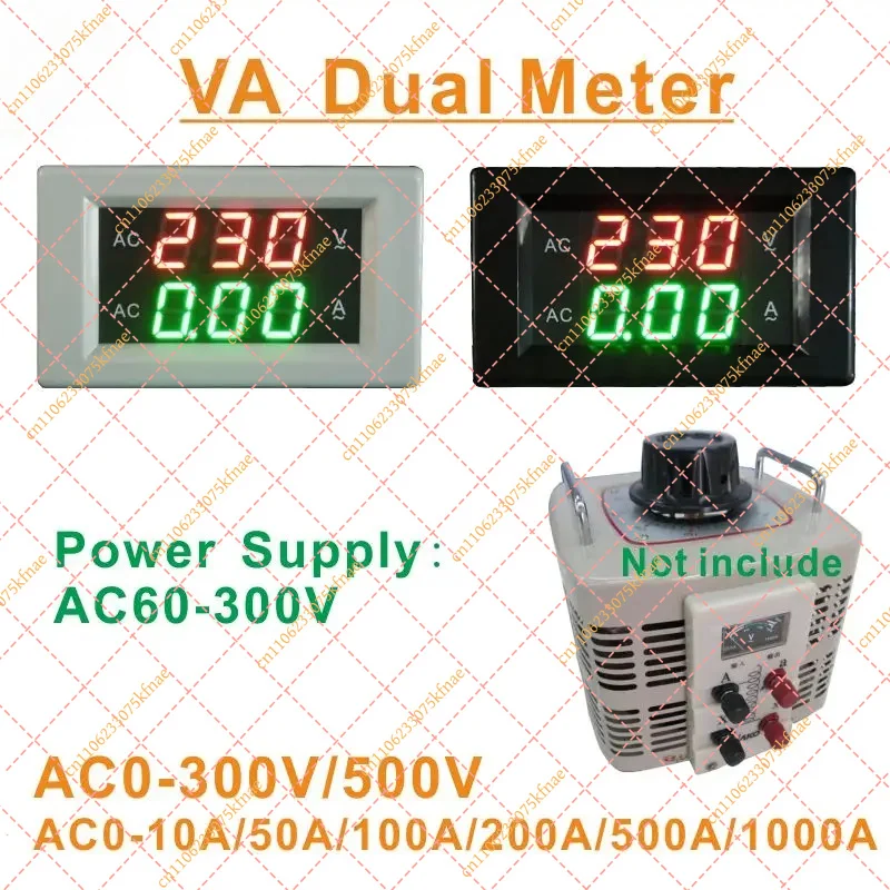 Dual Display AC Voltage Current Meter (YB4835VA) - High Precision 0-500V 100A LED Panel Meter with External CT Support
