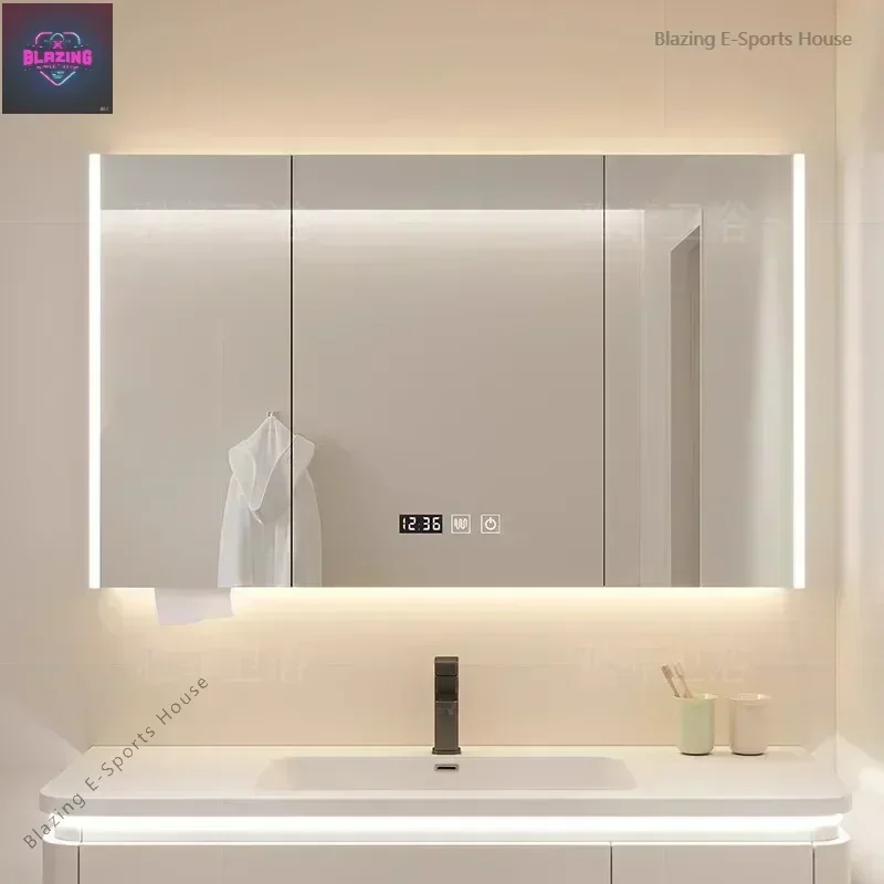 Luxury Storage Cabinet Bath Mirrors Room Vanity Smart Metal Toilet Stylish Modern Furniture New
