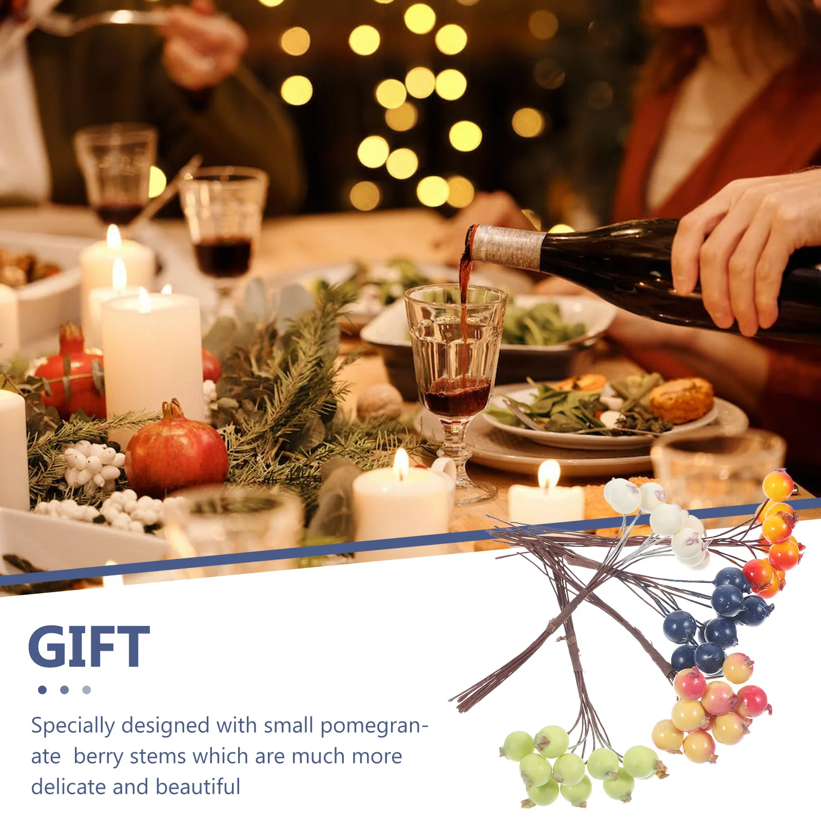 

5 Pcs Simulation Berries Decoration Ornament Mini Fake Pomegranates Decorate Faux Berry Stems Foam Artificial Fruit Branches