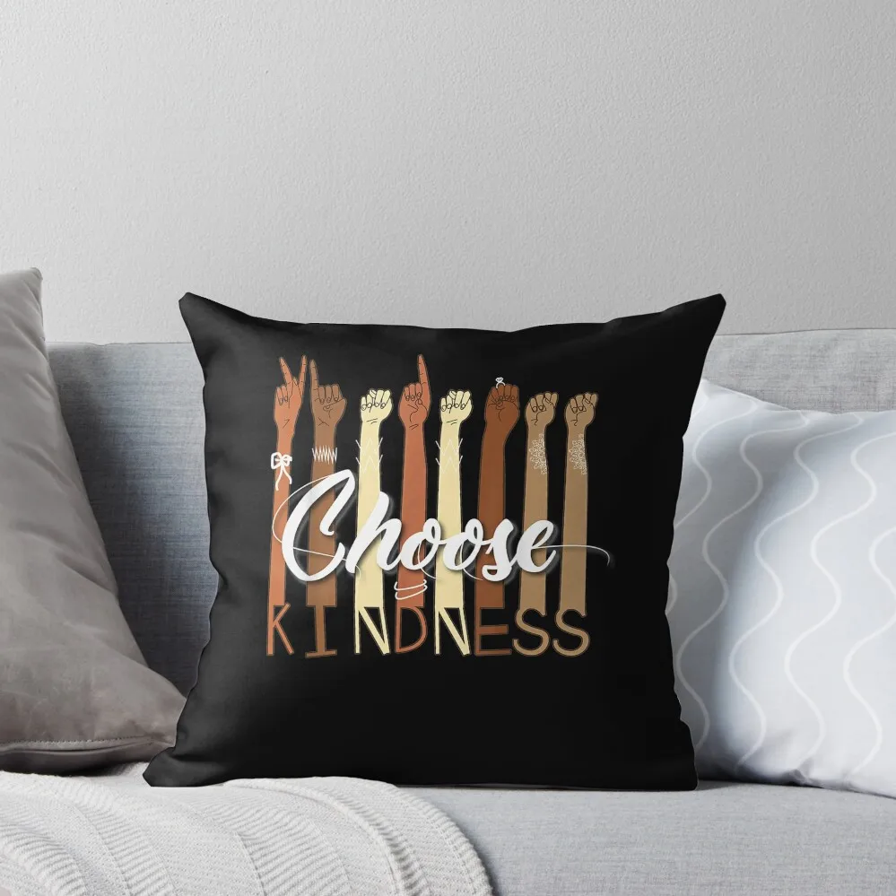 Choose Kindness Inspirational Diversity Asl Deaf Pride Throw Pillow Decorative Cushion Decorative Cover For Living Room Pillow