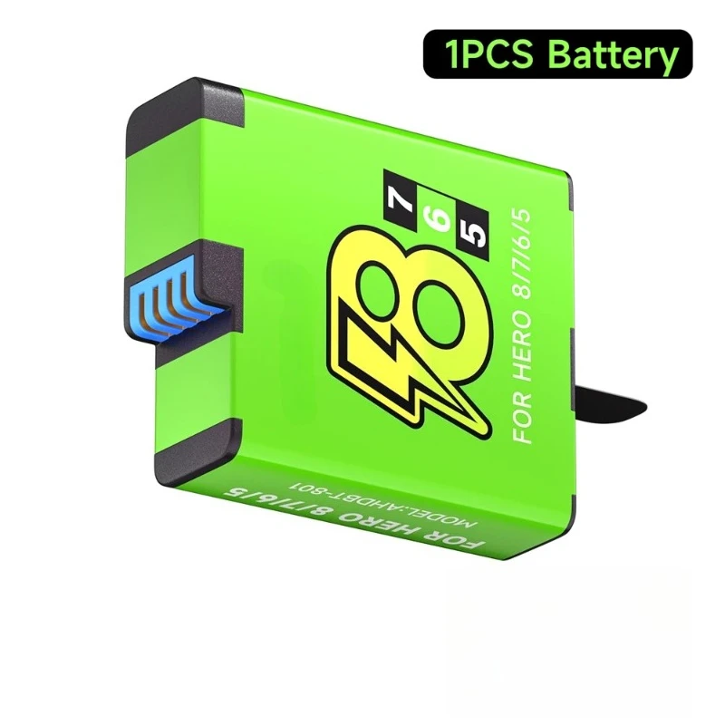 3.85V 1800mAh 6.93Wh Li-ion Replacement Battery for GoPro Hero 8/7/6/5 Action Camera Battery Accessories with Battery Charger