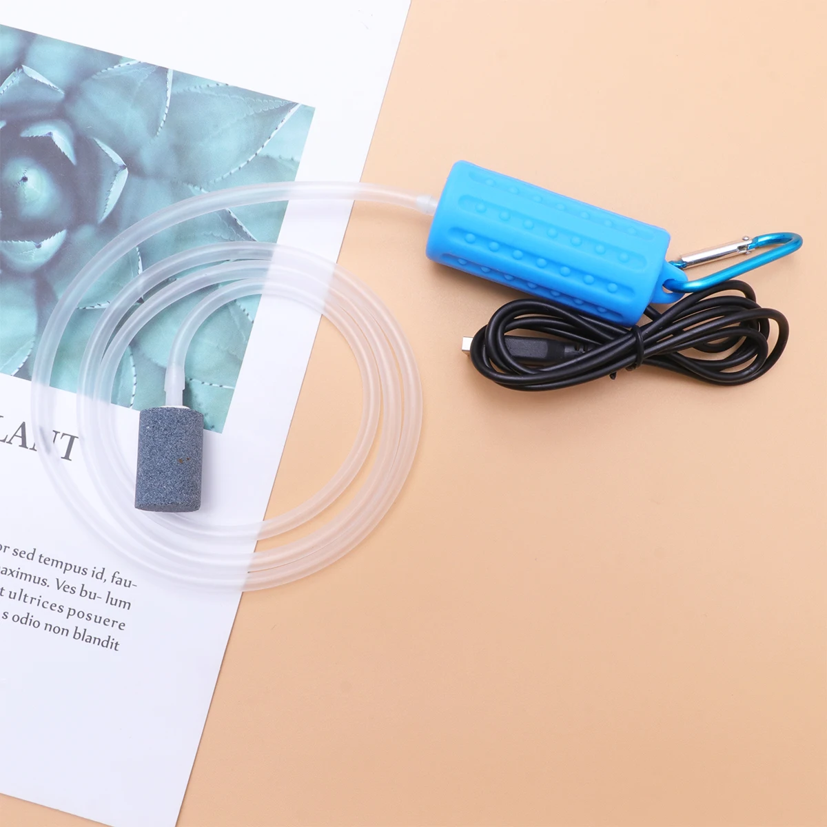 

USB Air Pump for Aquarium Oxygen Fish Tank Accessories Mini Blue Aerator Stone Quiet Low Noise Oil Free USB Charging Small