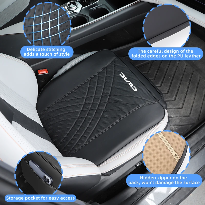 Car Front Seat Cushion Universal Leather Pad Mat Protector Auto Accessories For Honda Civic Accord Pilot Jazz Prelude Insight