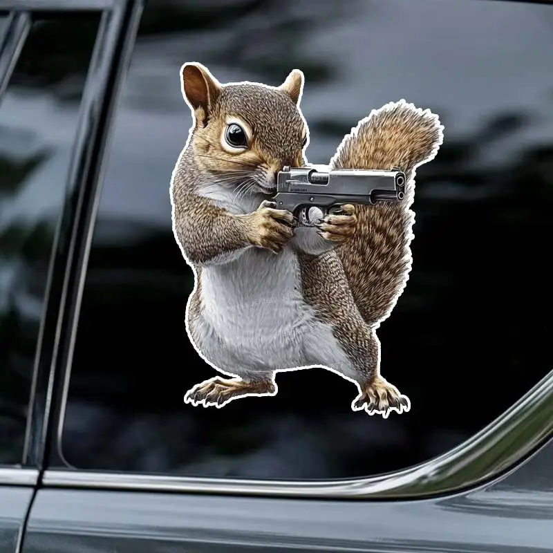 

Squirrel With a Gun Car Stickers Decal Vinyl Detachable Waterproof Outdoor Car Bumper Window Notebook Computer Decoration XSH613