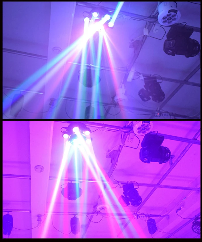 LED 10X10W 6-Kopf Moving Head Beam Light RG Laser Stroboskop DMX Bühnenlicht Vollfarb-Beam-Licht Rotierendes Disco Party Bar Licht – Detail 7