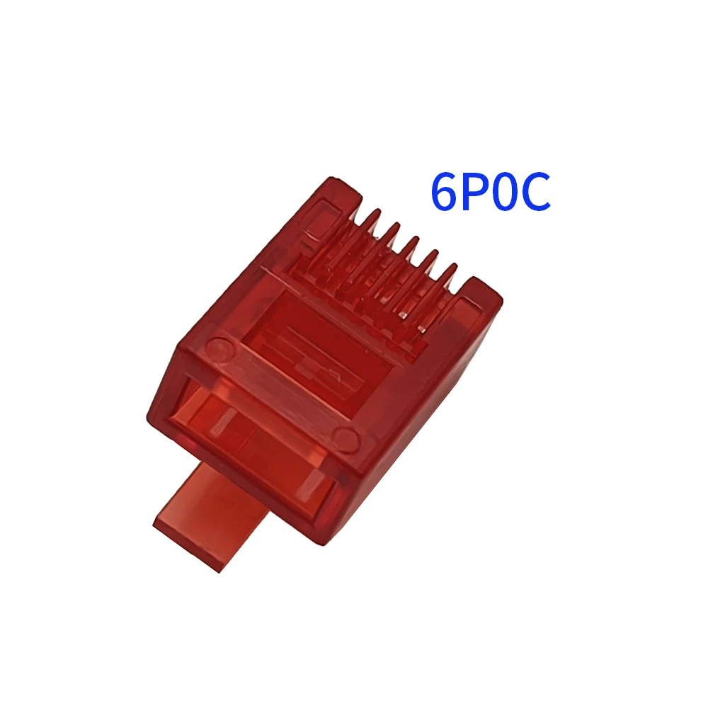100PCS RJ12 Connector 6P0C Middle Buckle Plug For Telephone Cable Modular Plug Red