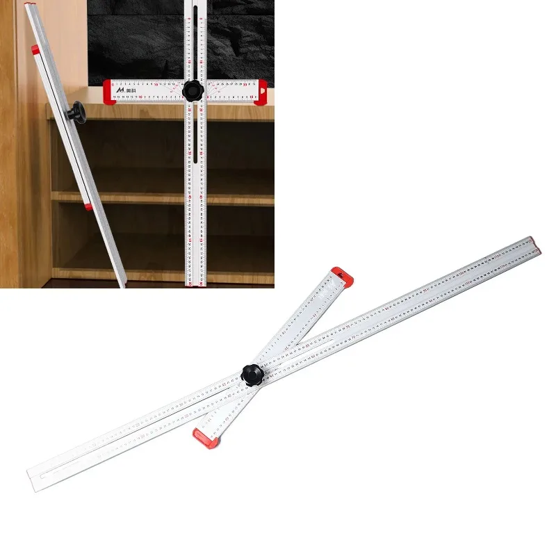 T Shaped Ruler Aluminum Alloy Accurate Positioning Adjustable Woodworking Angle Ruler 120cm Woodworking Ruler Combination