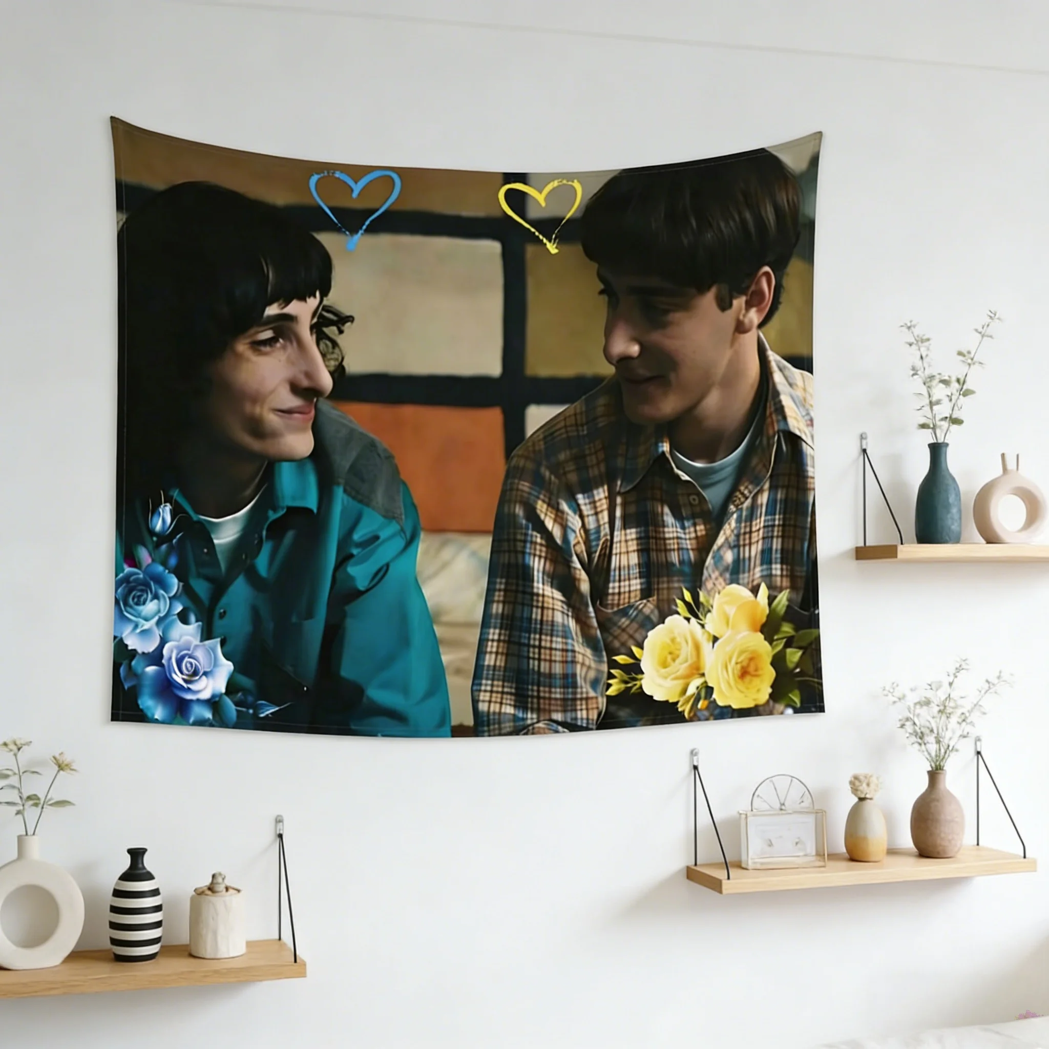 Byler Reusable Heart Tapestry with Floral Design Durable High Quality Multi-Size Flat Print for Dorm Bedroom Decor